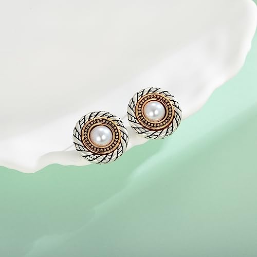 LILIE&WHITE Antique Gold Clip On Hoop Earrings for Women Non Pierced Clip on Earrings with Interwoven Textured Jewelry Gifts - color: EH21315A