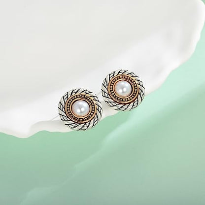 LILIE&WHITE Antique Gold Clip On Hoop Earrings for Women Non Pierced Clip on Earrings with Interwoven Textured Jewelry Gifts - color: EH21315A