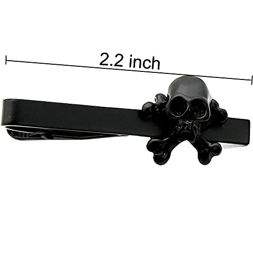 Men's Black Skull and Crossbones Tie Clip, Gothic Pirate Tie Bar, Gothic Fashion Accessory for Business Men, Formal Events, Halloween, Punk Horro, Unique Dark Jewelry Gifts
