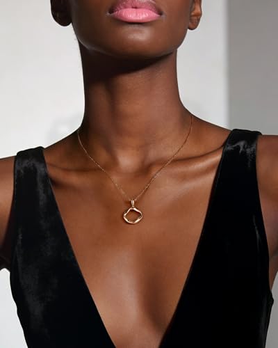 Infinity Circle Pendant Necklace Minimalist Eternal Mobius Silver Necklace Dainty Geometric Trendy Jewelry Gift for Women-Silver&14k Gold Plated - color: Golden