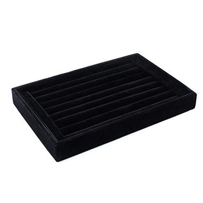 7 Slots Velvet Ring Earrings Studs Tray Showcase Display Jewelry Organizer Insert Tray for Accessory Storage