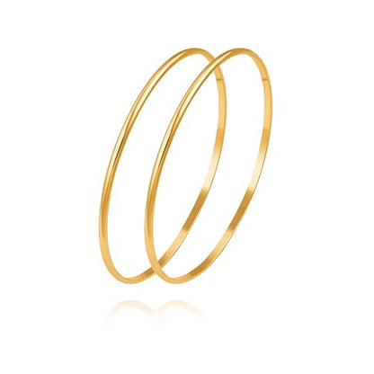 PERNNLA PEARL Dainty Gold Bar Bracelet for Women Simple Delicate Thin Cuff Bangle Hook Bracelet 18K Gold Plated Handmade Minimalist Jewelry - color: 33.Two Circles