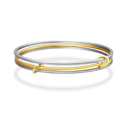 YBMYCM Gold Silver Stackable Bracelets for Women, 18K Gold Plated Two-Toned Connected Bangles Trendy Elegant Jewelry Gift - color: Gold and Silver, size: Circumference: 7.5inch