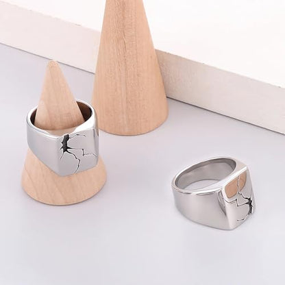 Signet Ring for Men Stainless Steel Classical Statement Band Thumb Ring Size 9-12 - color: A