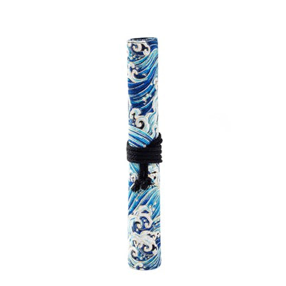 Funny live Paint Brush Holder Art Supplies, Artist Brush Holder & Art Supply Storage Organizer Roll-Up Case Bag, Protect Acrylic Oil Watercolor Paintbrushes (Blue Sea Wave-20 Slot Pockets) - style: Blue Sea Wave-20 Slot Pockets