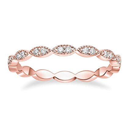 TIGRADE Eternity Ring Oval Milgrain Cubic Zirconia Anniversary Stacking Ring CZ Wedding Band for Women Size 3-13 - color: Rose Gold