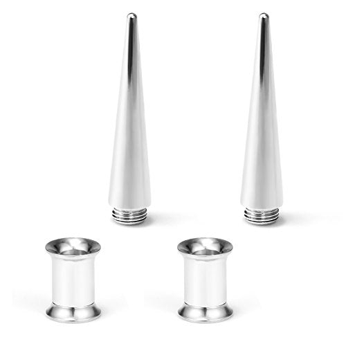 Unisex 2 in 1 Stainless Steel Screw Fit Interchangeable Taper Plug Piercing Ear Tunnel Stretcher Expander 6G 4G 2G 0G 00G Gauge - style: 2G=6mm