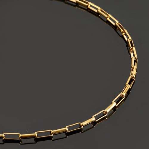 UMAOKANG 16.4 Feet Gold Plated Stainless Steel Chains for Jewelry Making Box Chain Link with Jump Rings and Lobster Clasps - color: Box Gold