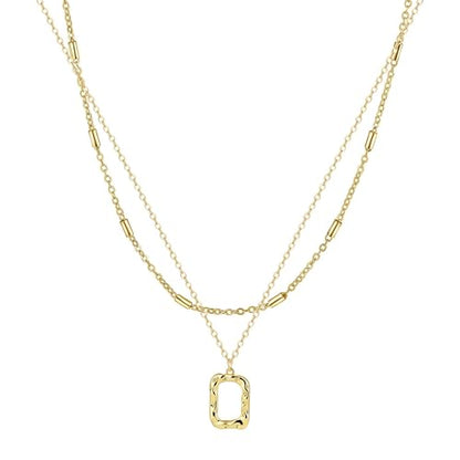 Layered Necklaces for Women 14K Gold Plated Stack Circle Pendant Trendy Long Chain Stackable Handmade Coin Necklace Set Dainty Gold Stacked Jewelry Gifts - color: Gold-5