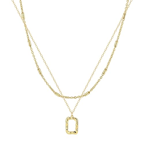 Layered Necklaces for Women 14K Gold Plated Stack Circle Pendant Trendy Long Chain Stackable Handmade Coin Necklace Set Dainty Gold Stacked Jewelry Gifts - color: Gold-5