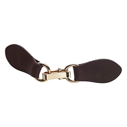 Clip Holder Buckle Clasp Pin for Poncho Cape Cardigan Wrap Shawl Accessories - color: Brown with Gold Clamps