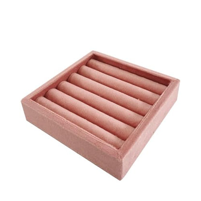 SCIKHETF Velvet Ring Earrings Studs organizer Tray Small Ring Insert Display Tray 5 Slots Stackable (Peach Pink) - color: Peach Pink