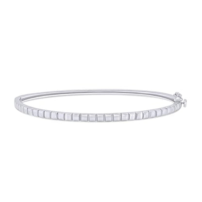 Classic Plain Design & 7 inch Bangle Bracelet for Women | Metal: Sterling Silver|Stone: Moissanite - color: Stack Stripe