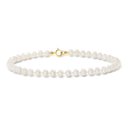 Pure Collection by Ross-Simons 3-4mm Cultured Pearl Bracelet With 14kt Yellow Gold