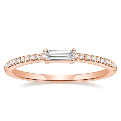 TIGRADE 1.5mm Eternity Ring Baguette Cubic Zirconia Anniversary Ring CZ Pave Wedding Band for Women Size 3-12 - color: Rose Gold