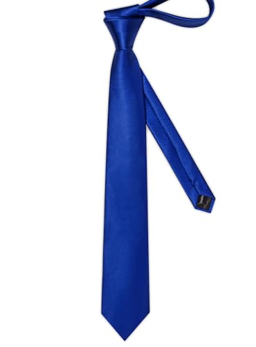 Solid Color Tie and Pocket Square with Tie Clip Lapel Pin Silk Formal Necktie Set Wedding Formal - color: Royal Blue