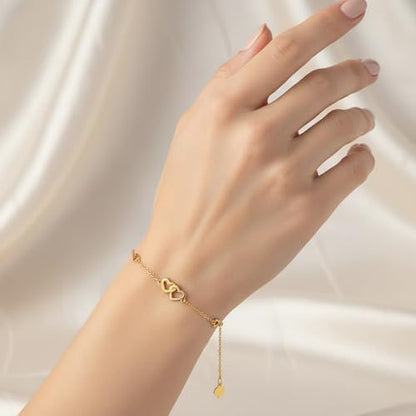 14K Real Gold Heart/Corss Ankle Bracelet for Women Yellow Gold Anklet Love Ankle Bracelet Anniversary Jewelry for Wife Birthday Gifts for Her 8''-10'' - style: Heart-Bracelet（6.5+1+1inch）