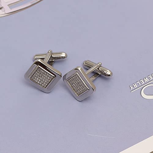 LeCalla 925 Sterling Silver Cufflinks for Men | Cubic Zirconia Square Cuff Links Gifts for Men, Husband | Shirt Cufflinks for Groom - style: PAVE CZ Cufflink