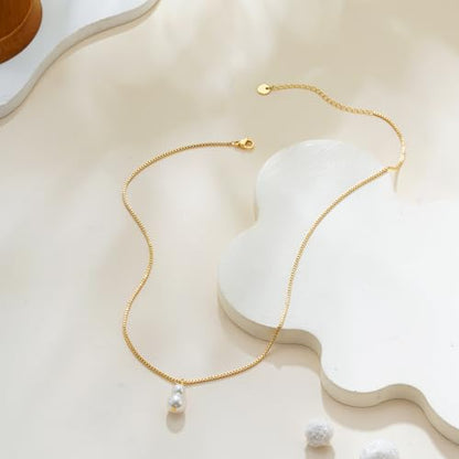 Gold Pearl Necklaces for Women Trendy, 14K Gold Plated Dainty Necklace Simple Layered Pearl Necklaces for Women Trendy Wedding Birthday Jewelry - color: 3-Two Pearl