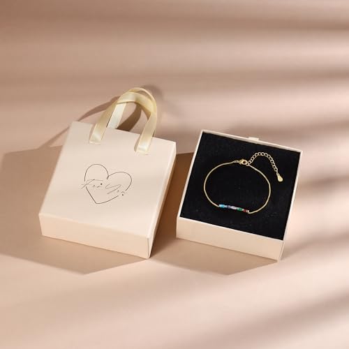 Sterling Silver Personalized 1-6 Birthstone Bracelet for Women Mothers Day Bracelet for Mom Daughter Custom Dainty Jewelry for Christmas Birthday Gift Ideas - style: Gold-4 stones