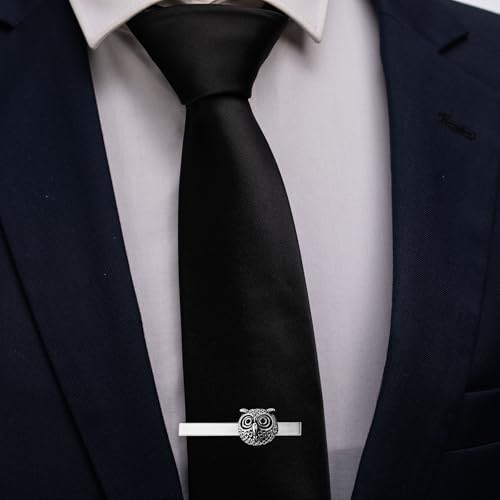 HAWSON Tie Clips for Men Unique,Fun Animal/Musical/Nautical Tie Clip,Novelty Personalized Mens Tie Bar,Accessories Business Wedding Gifts - style: Owl