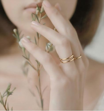 Women Stainless Steel Solitaire Stackable Ring Non Tarnish - color: 3 Gold, size: 6.5