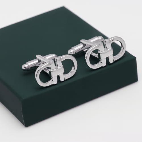 LeCalla 925 Sterling Silver Men's Cufflink | Silver Cufflinks For Men Jewelry | 14K Gold-Plated Cufflinks Business Wedding Shirt Accessories Gift for Son, Father, Husband - style: Rhodium Plated Horse Bit