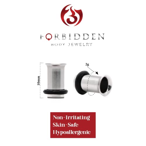 Forbidden Body Jewelry 12G-1 Inch Surgical Steel Single Flared Tunnel Plugs Plus O-Ring, Choose Pcs/Gauge - style: 2pcs: 6mm (2GA)