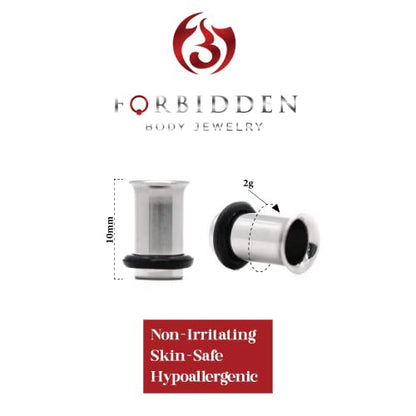 Forbidden Body Jewelry 12G-1 Inch Surgical Steel Single Flared Tunnel Plugs Plus O-Ring, Choose Pcs/Gauge - style: 2pcs: 6mm (2GA)