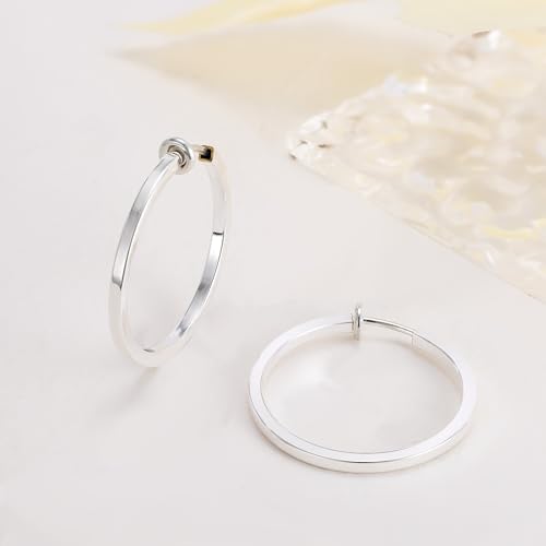 Clip On Hoop Earrings For Women No Piercing Earrrings Spring Hoops for Non-Pierced Ears - color: 3.5cm/1.37"-silver