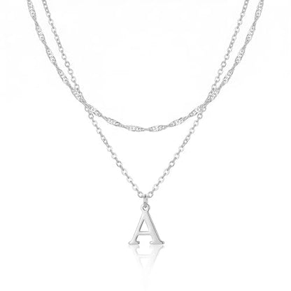 14K Gold Plated Initial Necklaces for Women Dainty Layered Letter Pendant Necklace Cute Choker Necklace Gift Trendy Stuff Personalized Jewelry Stack for Women Her - color: Silver, style: A.