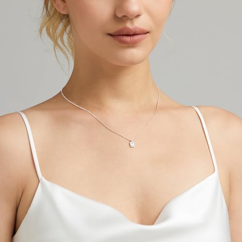 Zeffy Diamond Necklaces for Women, Dainty Gold Necklace 18k Gold Plated Layered Necklaces Simple Gold CZ Diamond Pendant Necklaces for Women Trendy Jewelry Gifts for Girls - color: Silver Solitaire Diamond Necklaces