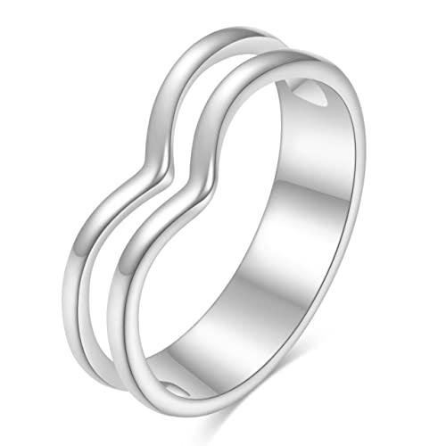 MYNENEY Pointed Classical Promise Ring Stainless Steel Thin Ring For Women - color: Silver, size: 4