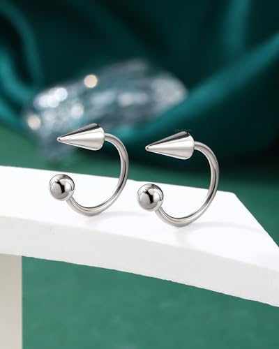 G23 Titanium Lip Rings Surgical Steel Snake Bite Lip Jewelry 16g Spike Labret Rings 8mm 10mm 12mm Horseshoe Conch Hoop Earrings 16 Gauge Conch Piercing Jewelry - size: 10mm+2 pieces