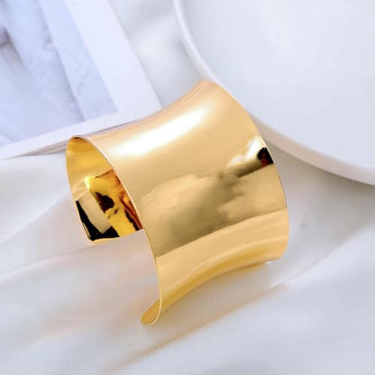 2Pcs Cuff Bangle Bracelet for Women Open Wide Wire Bracelets Gold Wrist Cuff Wrap Bracelet Adjustable - color: Gold3