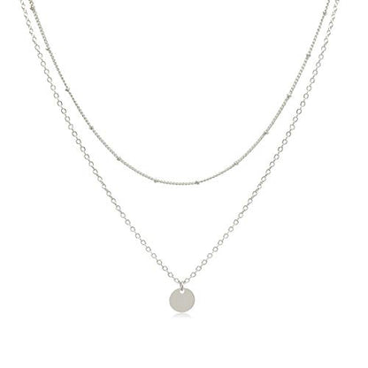 Aisansty Dainty Layered Choker Necklaces Handmade Coin Tube Star Pearl Pendant Multilayer Adjustable Layering Chain Gold Plated Necklaces Set for Women - color: Silver, style: Silver Coin