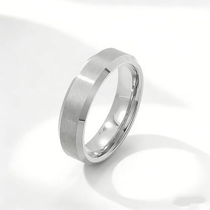 Stainless Steel Wedding Band Ring For Men Women | Sandblasted matte finish, 4mm/6mm/8mm widths, steel/black/gold-tone colors, everyday wear, wedding - color: Matte-6mm-Silver