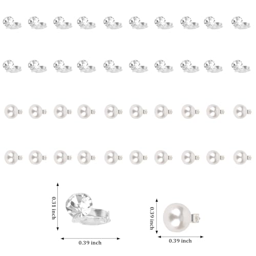 YISSION 40 Pcs Mini Rhinestone Hair Clips Tiny Pearl Hair Clips Decorative Hair Clips Sparkly Crystal Hair Pins Silver White Hair Clips Wedding Bridal Hair Accessories for Girls Women
