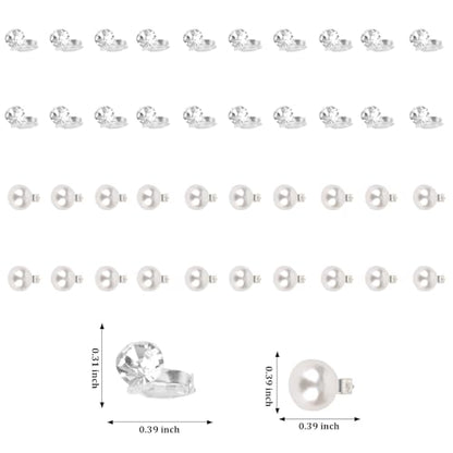 YISSION 40 Pcs Mini Rhinestone Hair Clips Tiny Pearl Hair Clips Decorative Hair Clips Sparkly Crystal Hair Pins Silver White Hair Clips Wedding Bridal Hair Accessories for Girls Women
