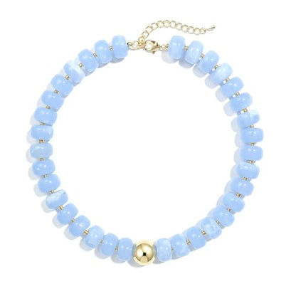 Badu Colorful Chunky Beaded Choker Necklace, Acrylic Colorful Bead Statement Necklaces, Adjustable Summer Beach Jewelry Gift for Women - color: Blue