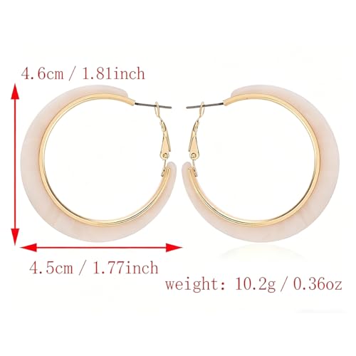 Tortoiseshell Hoop Earrings for Women Colorful Leopard Charm Earrings C-Shaped Circular Statement Earring Lightweight Resin Earring Party Holiday Birthday Party Daily Wear Jewelry - color: White