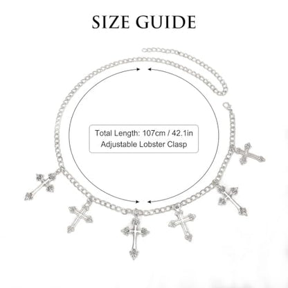 Waist Chain for Women - Silver Body Chain Crystal Body Jewelry, Stylish Adjustable Belt for Summer Beach Bikini Rave Festival Outfit Accessories - color: Silver-2