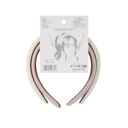 Scunci All Day Hold Padded Headbands for Women & Girls – Soft & Comfortable No-Slip Hairbands for Styling & Everyday Wear, Chic Pink & Off-White, 2-Pack