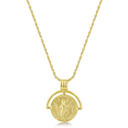 FRUMOS Dainty Layered Choker Necklace 18k gold Plated Y Pendant Commemorative coin Necklace Multilayer Bar Disc Necklace Adjustable Layering Choker Necklaces fashion jewelry for Women Girls - color: Rome Coin Necklace