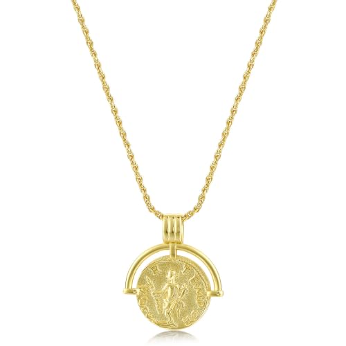 FRUMOS Dainty Layered Choker Necklace 18k gold Plated Y Pendant Commemorative coin Necklace Multilayer Bar Disc Necklace Adjustable Layering Choker Necklaces fashion jewelry for Women Girls - color: Rome Coin Necklace