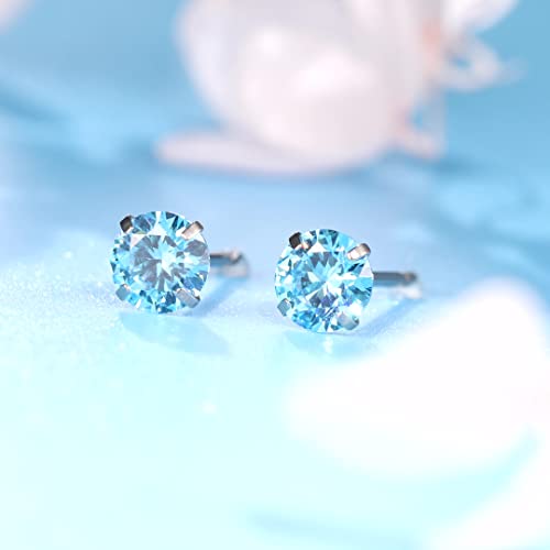 Limerencia Hypoallergenic G23 Titanium Earrings, F136 Implant Grade Pure Titanium, Suitable for Sensitive Ears with Birthstone Crystals CZ Simulated Diamonds
