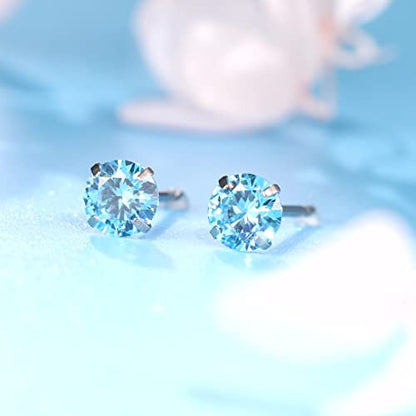 Limerencia Hypoallergenic G23 Titanium Earrings, F136 Implant Grade Pure Titanium, Suitable for Sensitive Ears with Birthstone Crystals CZ Simulated Diamonds