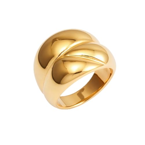 Gold Jewelry The Ring Of Power For Women Gift Shiny Chunky Rings Non Tarnish With 24K Gold Plated Engagement - color: gold