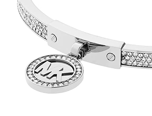 Michael Kors Silver-Tone Bracelet for Women; Bracelets; Jewelry for Women - color: Pavé Logo Hinge