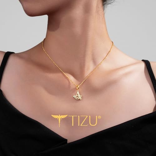 TIZU Initial Necklaces for Women - Dainty 14K Gold Plated Letter Pendant Trendy Personalized Initial A-Z Necklaces Jewelry Gift - color: Gold-A